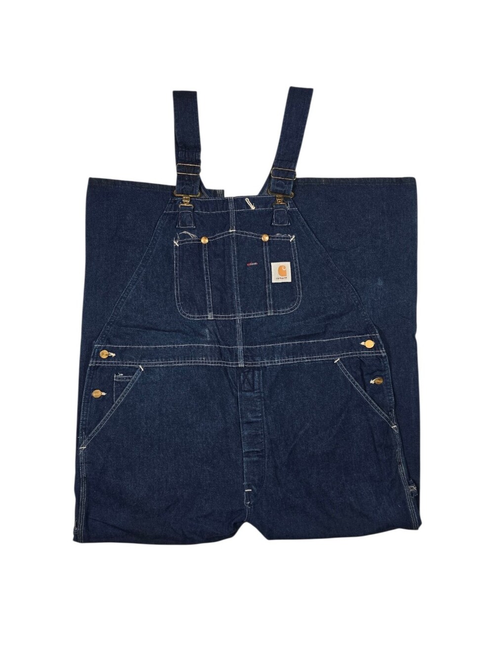 Vintage Carhartt 88FBH Dark Wash Denim Overalls Union Made USA sz 44x30 like new